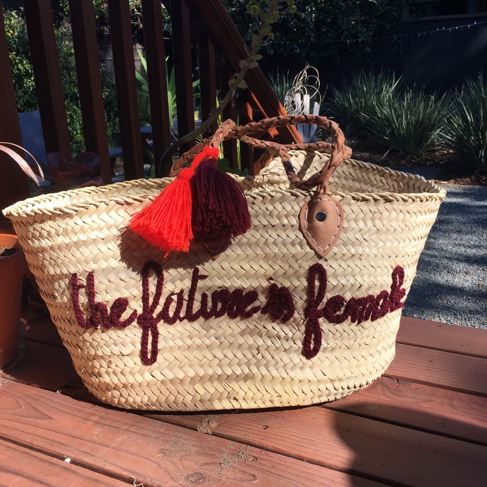 The Future is Female straw tote bag